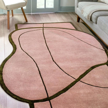 Mosaic Coastal Geometric Border Handwoven Wool Area Rug